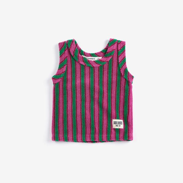 Striped terry cloth tank top