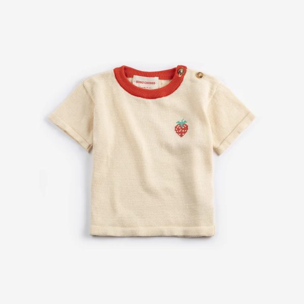 Pixel Strawberry knitted T-shirt