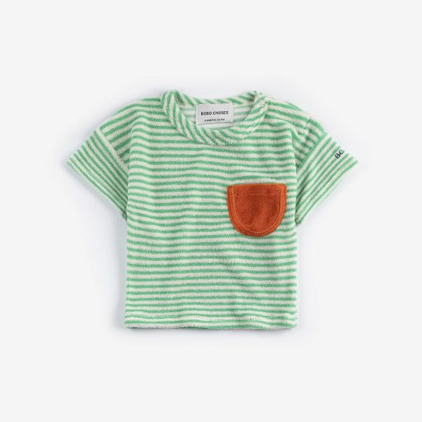 Green Stripes terry cloth Tshirt