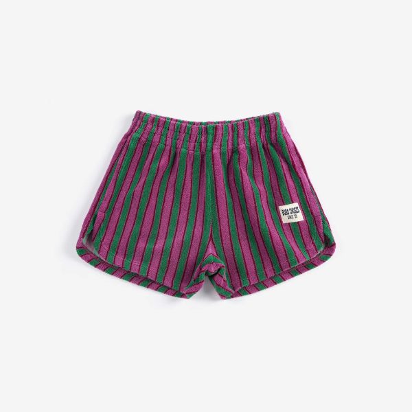 Striped terry cloth shorts