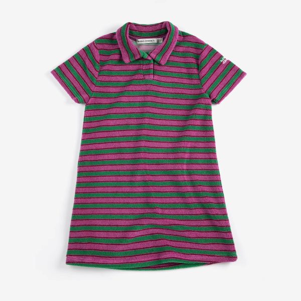 Striped terry cloth polo dress