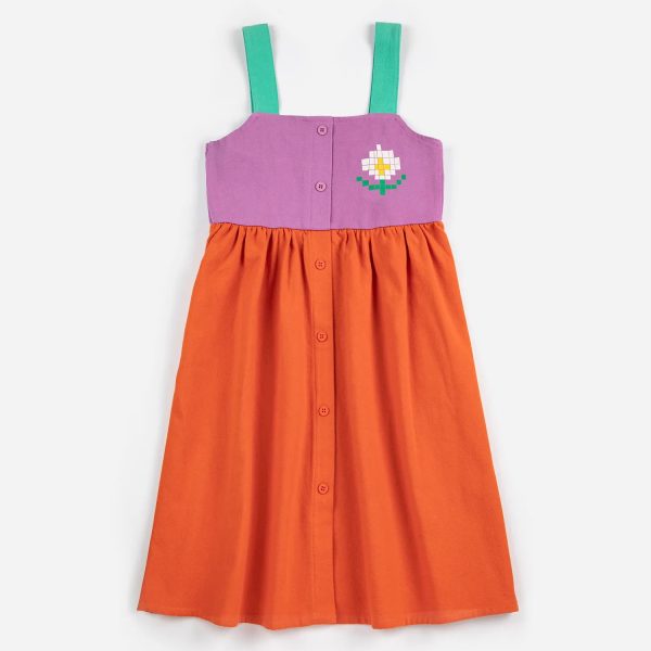Pixel Daisy color block woven dress