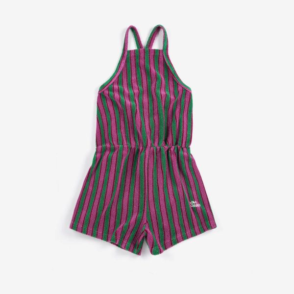 Striped terry cloth playsuit