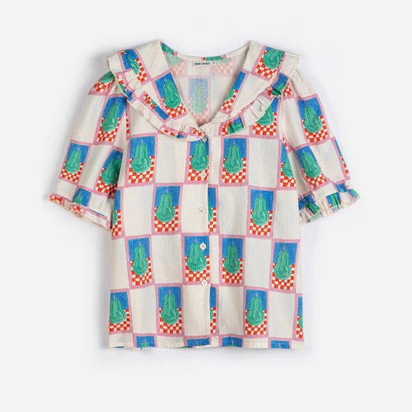 Simple pear pattern collar shirt