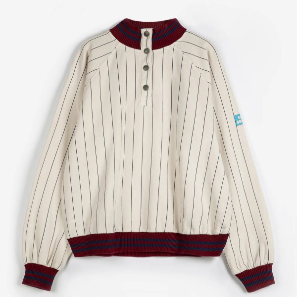 Striped high neck relaxed sweatshirt