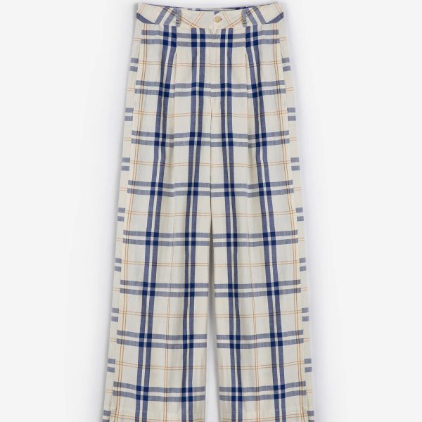 Fun Tartan twill wide leg pants