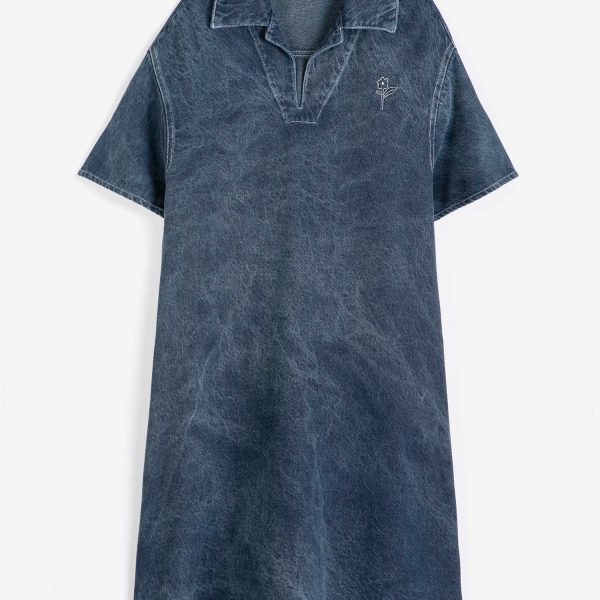 Washed polo twill dress