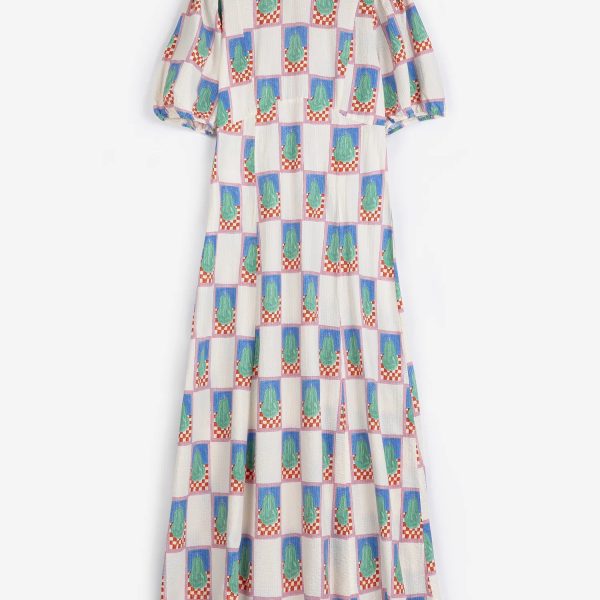 Simple Pear pattern puff sleeve dress