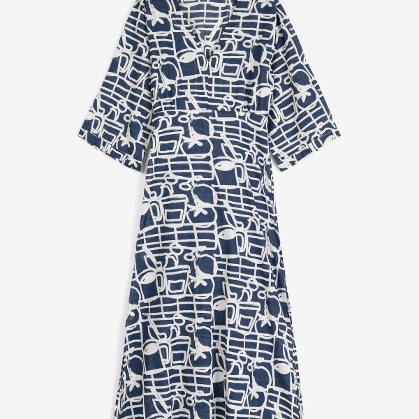 Cookery festival pattern v-neck dress
