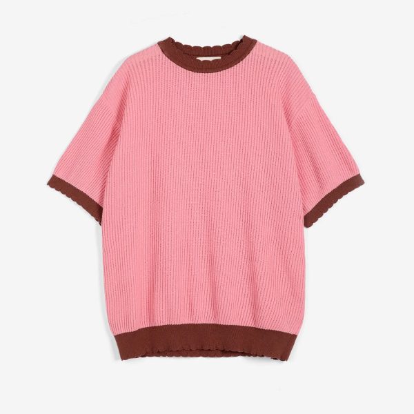 Openwork knitted cotton jumper