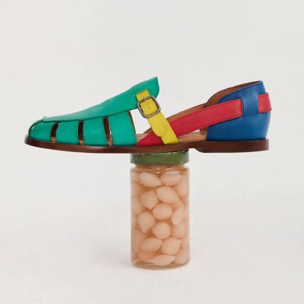 Pickles color block leather sandal