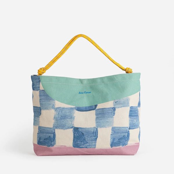 Color block canvas cross-body bag