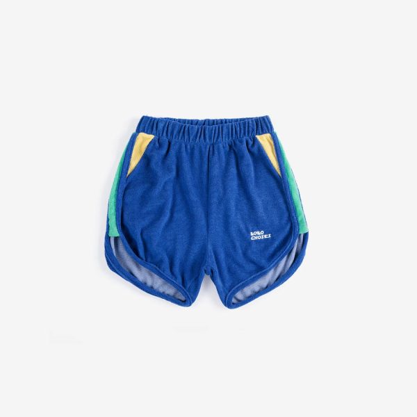 Color block terry cloth shorts